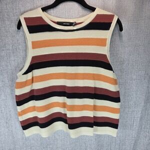 Vintage Vero Moda Sweater Vest Womens Medium Coastal Knit Y2K Neutral Boho